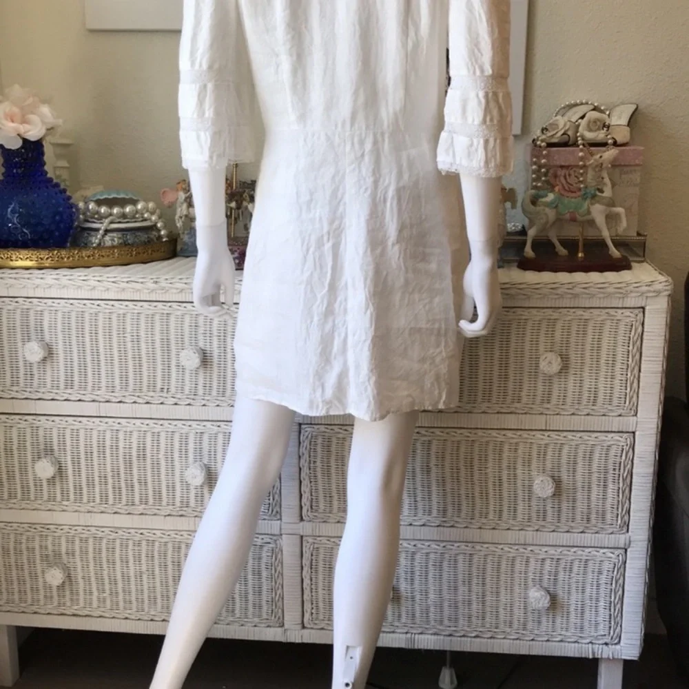 Reformation Eloise 100% linen button front dress white color size 10 - Picture 9 of 11